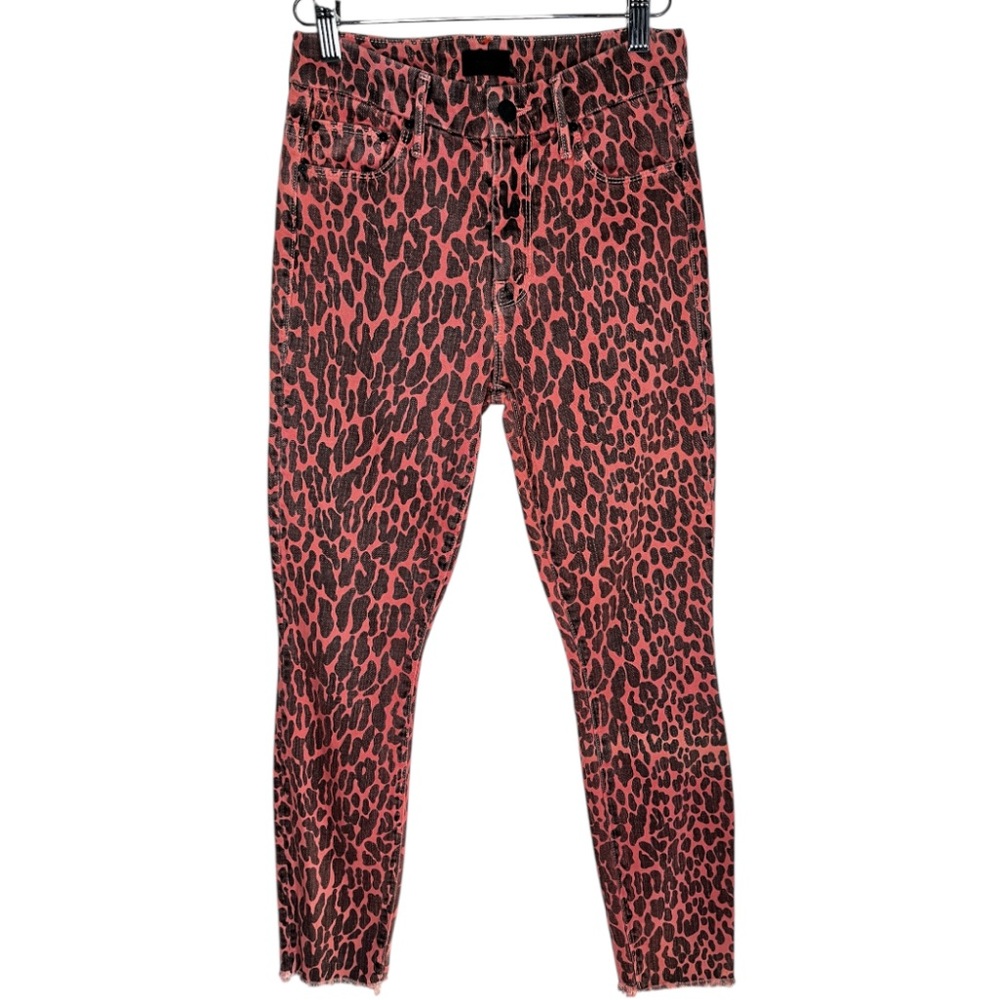 Mother The Looker Leopard Print Jeans Size 24 Orange Black Festival Punk Rock
